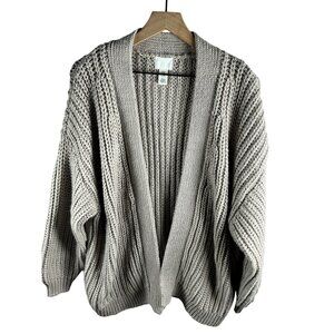 H&M Women’s Chunky Knit Oversize Cardigan – Beige (XL)